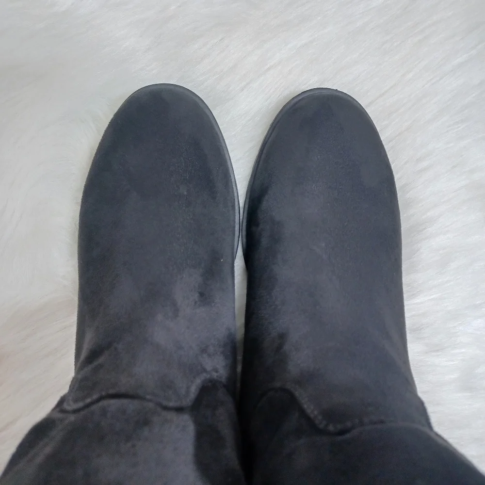 NWT Lane Bryant Boots 3 Ways to Wear Black Suede like Fur like Material Size 11W